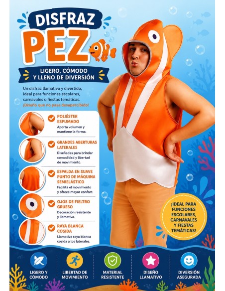 Costume Poisson Taille L | Costumes pour Adultes Le Roi du Carnaval